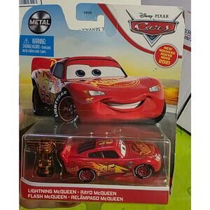 Disney Pixar Cars Lightning McQueen Diecast Metal Car with Trophy 2021